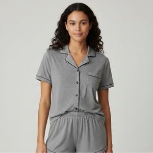 Women's Gray Short Sleeve Pajama Set